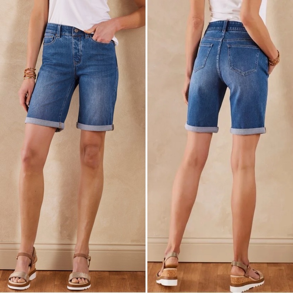 Soft Surroundings Comfort Waist Ultimate Denim Pull On Relaxed Shorts - 3X